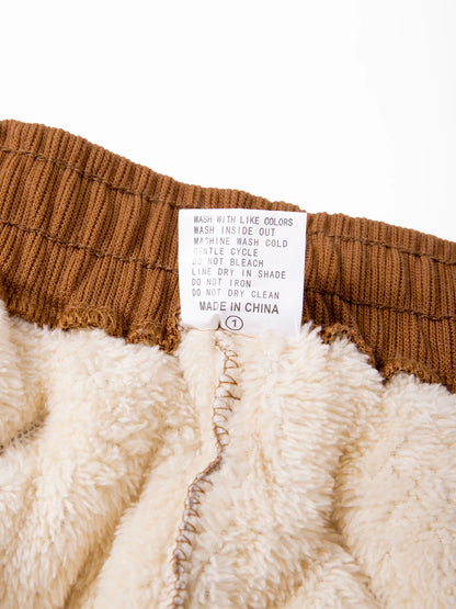 Winter Sweatwear Men's Plush Thick Sweatpant Thermal Zipper Pocket Trousers Casual Jogger Outdoor Windproof Thickened Pants.