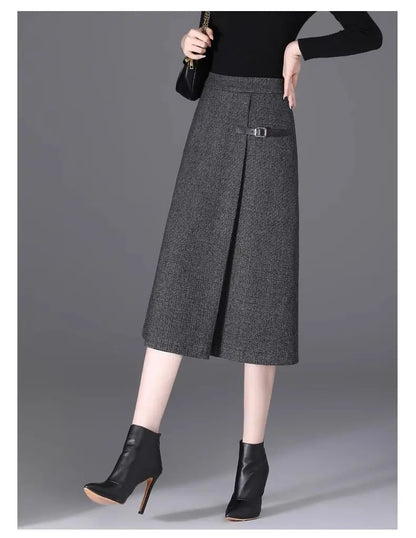2025 Autumn New All-match Fashionable High Waist A-line Skirt Women Clothes Office Lady Simplicity Irregular Slim Skirts Ladies.