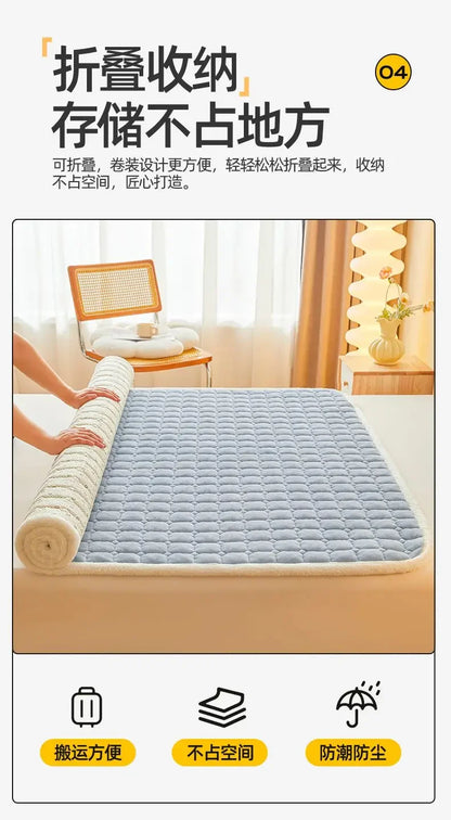 2024 New Class A Thickened Milk Fleece Mattress Winter Warm Fleece Bed Cover Student Dormitory Mat Quilt.