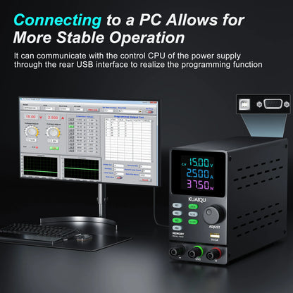 KUAIQU 200V 300V 1A DC Power Supply, 30V Programmable Adjustable Regulated Lab Bench Power Supply with PC Software,Output Switch.