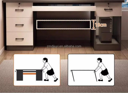 Desktop-Computertisch mit Schubladen für Heimlernen, Schreiben und Büromöbel. Großer Schreibtisch für den Schreibtisch