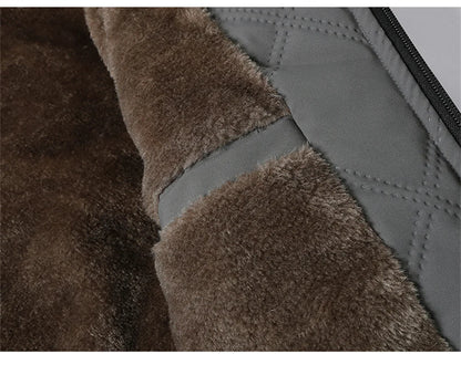 Winter Windproof Thermal Diamond-Pattern Fleece-Lined Thickened Cotton Coat Business Casual Hooded Jacket Fashionable Menswear