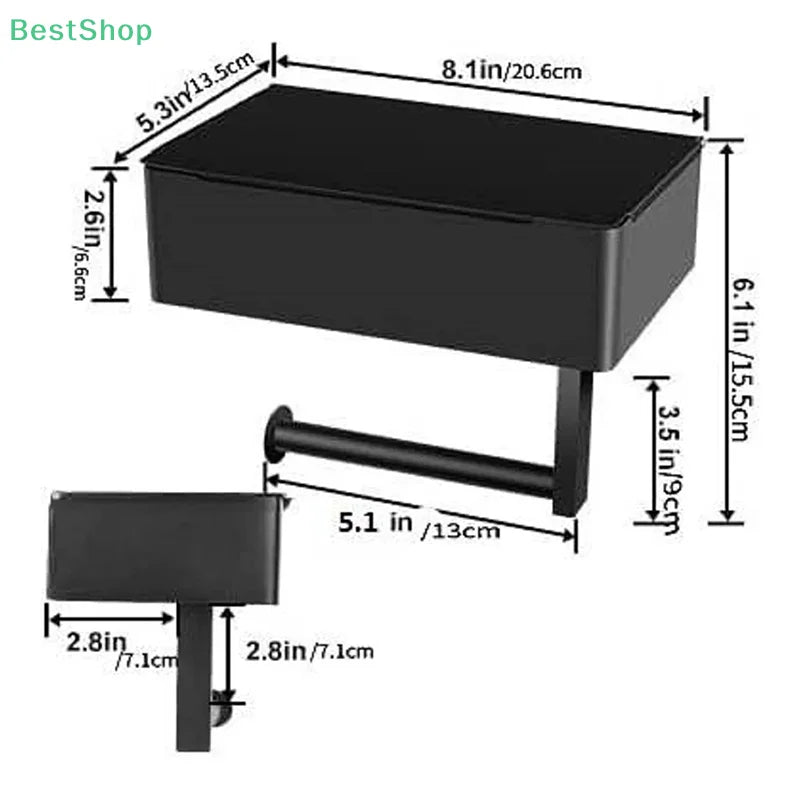 An der Wand montierter Toilettenpapierhalter mit Regal und Aufbewahrungsbox, Multifunktions-Tücherspender, passend für die Aufbewahrung von Badezimmer-Wischtuch