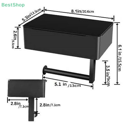 An der Wand montierter Toilettenpapierhalter mit Regal und Aufbewahrungsbox, Multifunktions-Tücherspender, passend für die Aufbewahrung von Badezimmer-Wischtuch