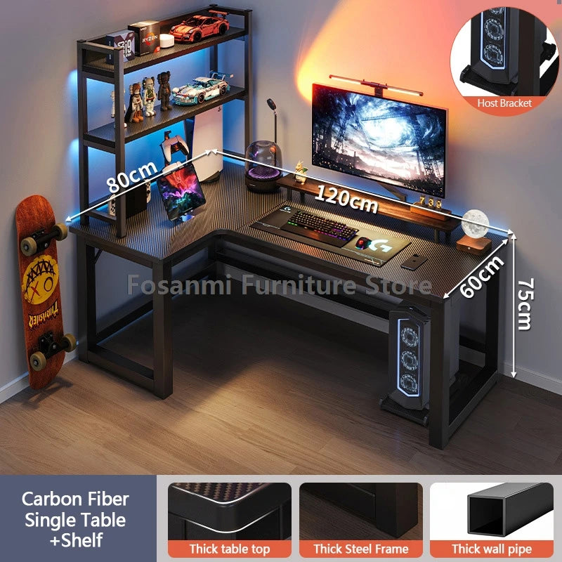 L-förmiger Eck-Gamer-Schreibtisch für das Heimbüro, breiter großer Computertisch mit Kabelloch, moderner schwarzer Gaming-Studien-Arbeitstisch