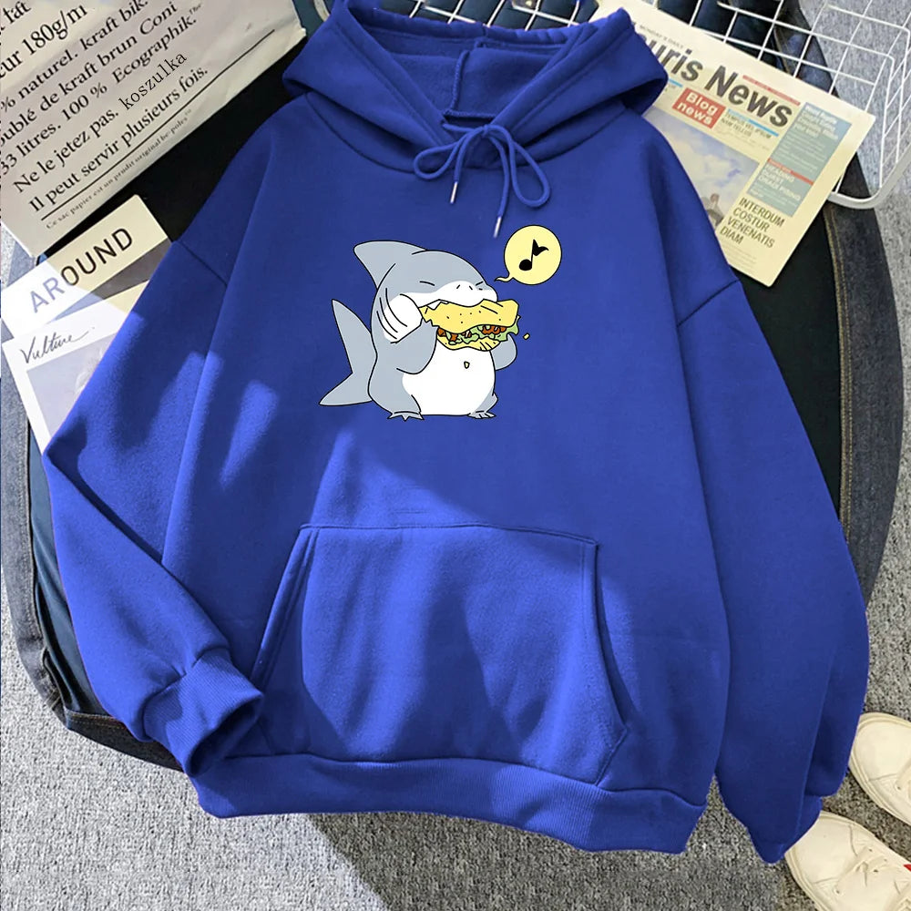 Jeff The Landshark Cute Hoodies Cartoon Print Harajuku Manga Sweatshirt Long-sleeved Fleece Clothing Sudaderas Casual Pullovers