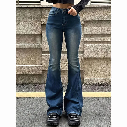 2025Mädchen Concise Ins Hohe Taille Ausgestellte Jeans Weibliche Stretchy Bootcut Denim Hosen Frauen Einfarbig Dünne Schlaghosen