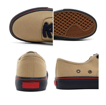 Boys' Casual Canvas Skateboard Shoes with Patchwork Low Cut Shoes Men's Minimalist Fashion Sneakers Trendy Lace Up Flat Bottom.