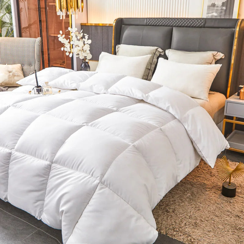 Solid White Goose Down Like Duvet Fluffy Quilted Comforter Comfortable Warm Winter/Autumn Thick Blanket 150*200cm Quilt Core.