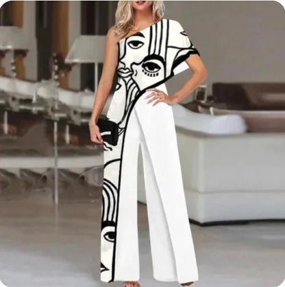 2024 Amazon Independent Station Women's Jumpsuit Slimming Fashionable Color Blocking Women's Trousers Jumpsuit Casual Style