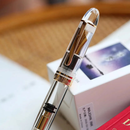 MAJOHN Nr. 8 40-Feder-Acryl-Füllfederhalter P140, groß, transparent, für Erwachsene, Studenten, Farbtinte, großes Fassungsvermögen, Stift zum Schreiben von Schreibwaren.