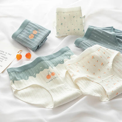 5Pcs/Set M-XL Women's Panties Cotton Underwear Cute Cartoon Bear Girl Briefs Mid Waist Underpants Breathable Panty Sexy Lingerie