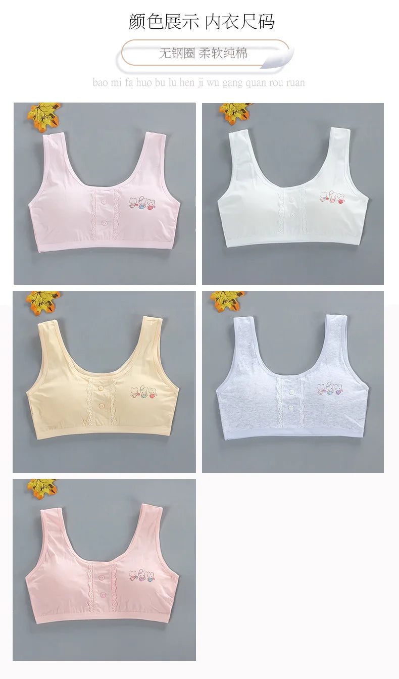 One Size Cartoon Print Girl Bra Sports Exquisite Cute Rabbit Top Underwear Young Puberty Small Training Bra 12-16Y Lingerie.