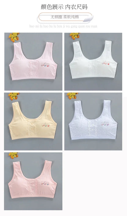 One Size Cartoon Print Girl Bra Sports Exquisite Cute Rabbit Top Underwear Young Puberty Small Training Bra 12-16Y Lingerie.