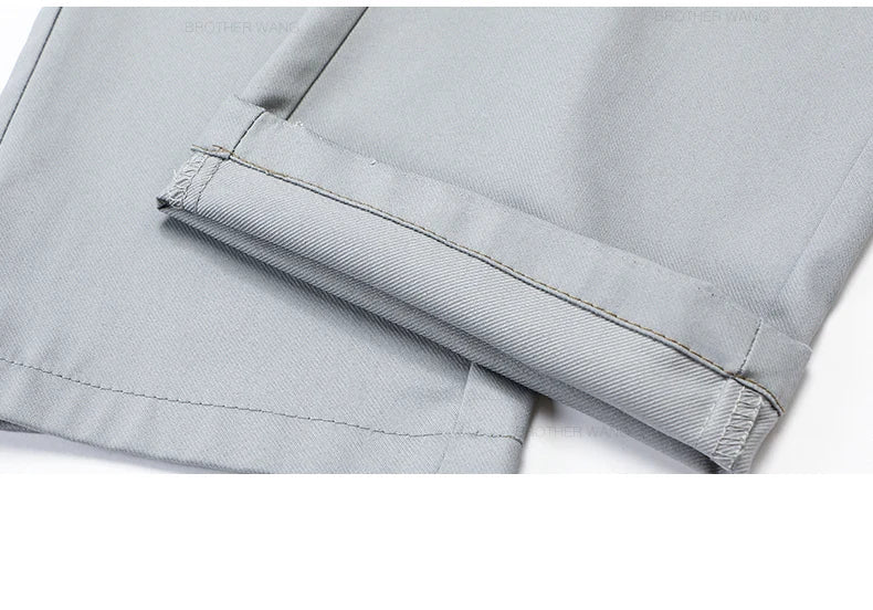 Bamboo Fiber Fabric Men's Casual Pants Summer New Ultra-thin Elastic Soft Straight Business Trousers Classic Black Khaki Gray