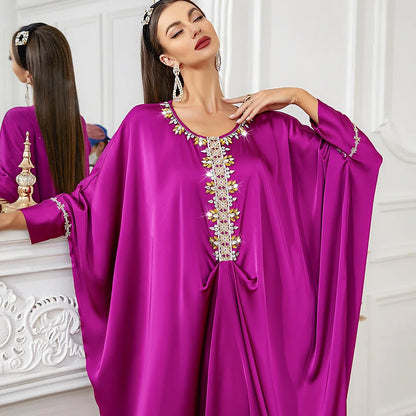 Uni Tassel Gradient Dubai Muslim Abaya For Woman O-Neck Elegant Casual Loose Moroccan Saudi Kebaya Fashion Party Dress 2024.