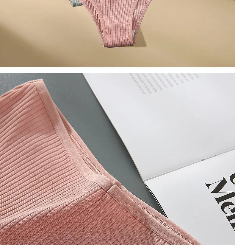 4PCS/Set Summer Solid Color Cotton Panties Female Underpants Sexy Panties for Women Briefs Underwear Plus Size Pantys Lingerie.