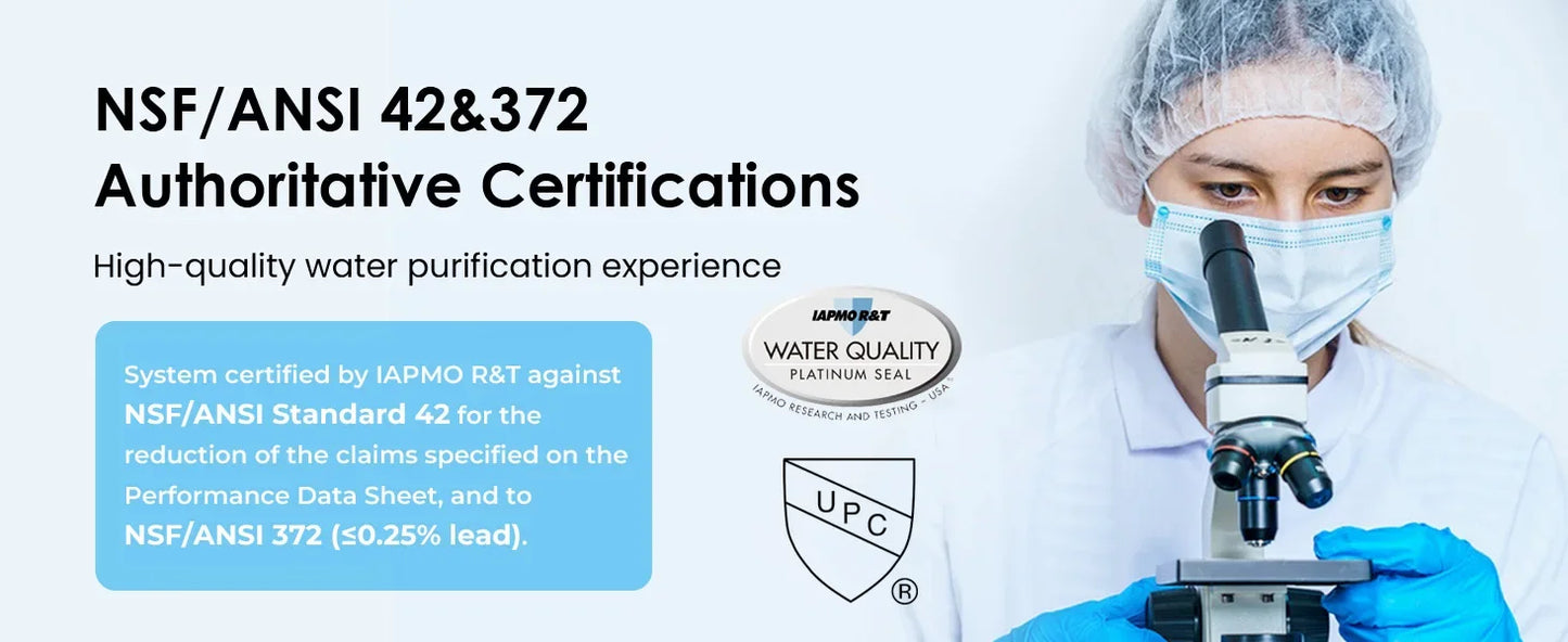 Kitchen Under Sink Drinking Water Filter Purifier With Faucet Reduces Bacteria, Metal,Lead, Chlorine and Odor.