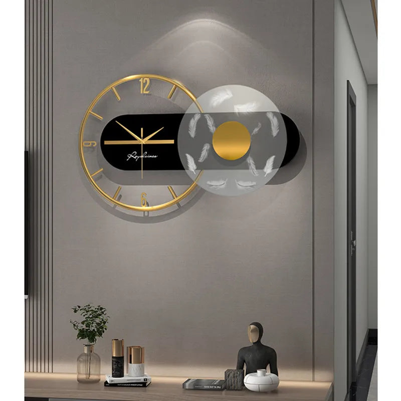 60x36cm Große Wanduhr Moderne Design Feder Luxus Licht Stille Metall Wand Uhr Home Decor Wohnzimmer esszimmer Uhren