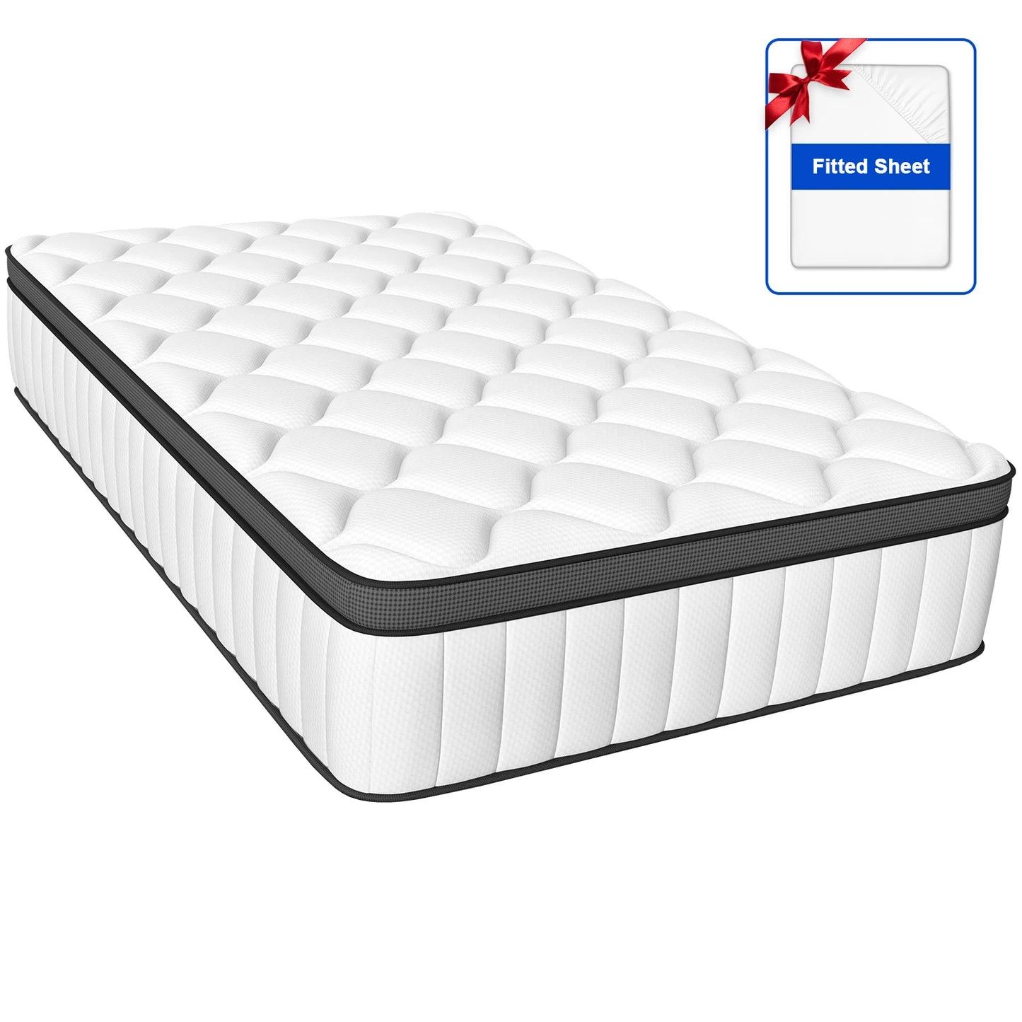 AUTHMIC Matratze – Taschenfederung, 7-Zonen-adaptive Unterstützung, 25 cm dick, atmungsaktiv und hautfreundlich, mittelfestes Gefühl, ruhiger Schlaf