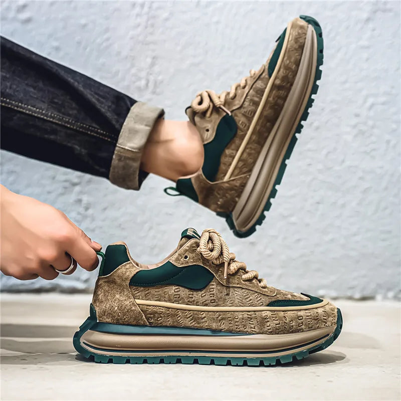 Thick Sole Men Chunky Sneakers Outdoor Wear-resistant Male Trends 2025 New Mens Casual Shoes Fashion Comfort Anti Slip Vulcanize.