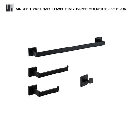 Schwarz Bad zubehör Edelstahl Set Wandre gal Handtuch halter Handtuch halter Taschentuch halter Kleider haken Toiletten bürste Anhänger