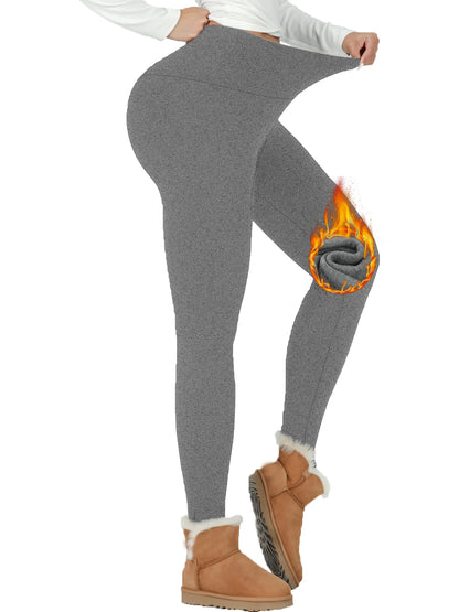 Womens Thermal Fleece Lined High Waisted Leggings. Workout Winter Warm Thick Tights Soft Yoga Pants.