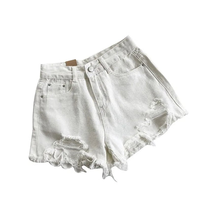 Korean Denim Holes Shorts For Women  Fashion High WaistWide Leg Short Jeans Female Designer Casual Street Short 2025 New Trend.