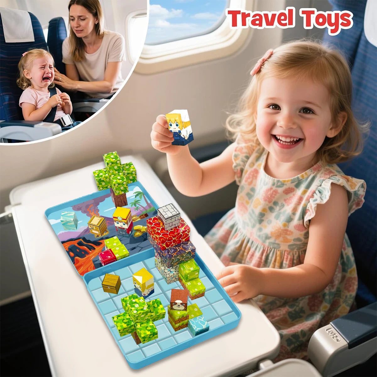Magnetic Blocks Travel Magnet Cube Magnetic Building Blocks Toys with Portable Iron Box STEM Educational Magnet Toys for Kids.