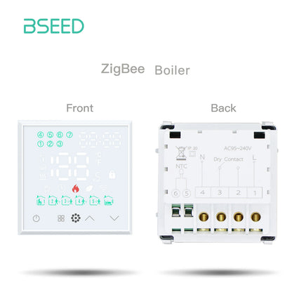 BSEED Zigbee Electric Floor Heating Thermostat LED Sensor Water Gas Boiler Smart Temperature Controller Without Frame Tuya Alexa.