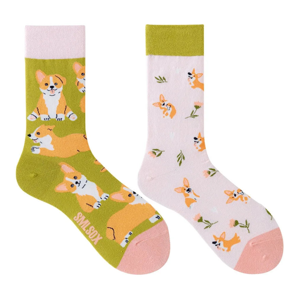 1 Pair Man Women Sock Original AB Tide Socks Colorful Cat Dog Koala Cow Cotton Socks Four Seasons Unisex Medium tube Socks Gift