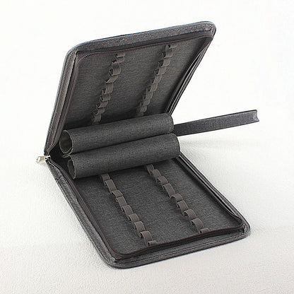10/24/48 Slots Fountain Pen Case Pencil Case Pouch Bag Canvas Case Black, Gray.