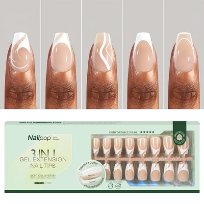 Nailpop 150Pcs French Gel Nail Tips Medium Almond Pre-Colored Press on Nails Skin Tones Soft Gel Nails False Nail Extensions