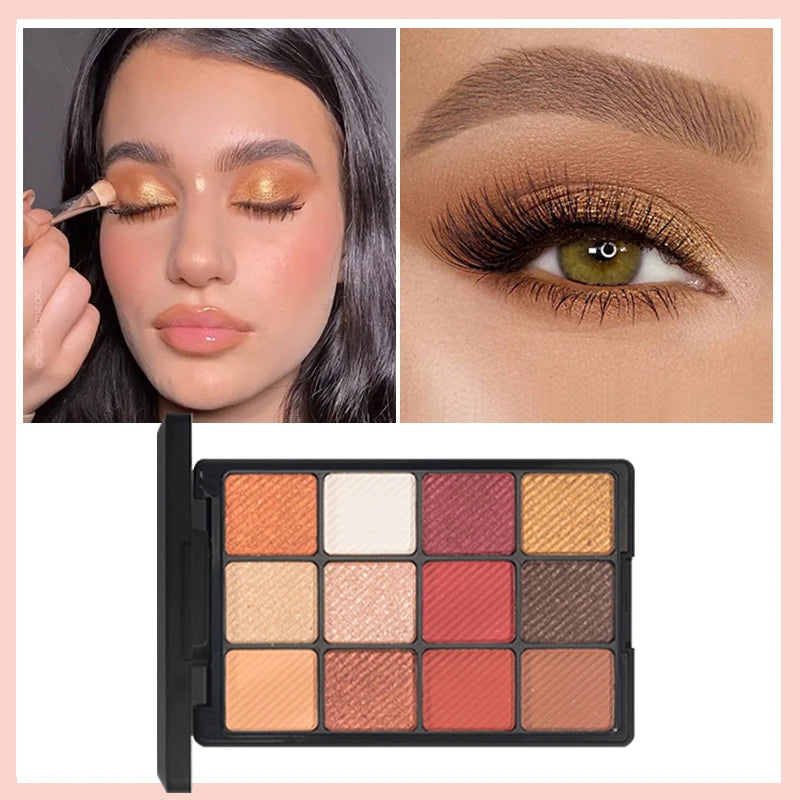 12-Color Glitter Eyeshadow Palette- Highly Pigmented,Long-Lasting Diamond Metal and Matte Shades for a Dazzling Eye Makeup Look.