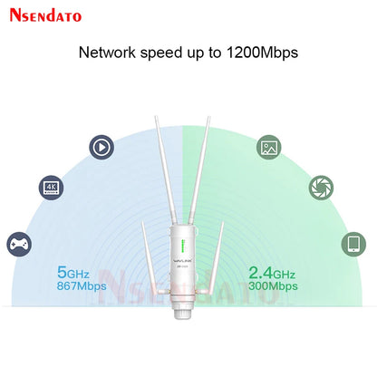 AC1200 AC600 High Power Outdoor Wireless Wifi Repeater AP/WiFi Router Dual Dand 2.4G/5Ghz Long Range Wifi Extender POE.
