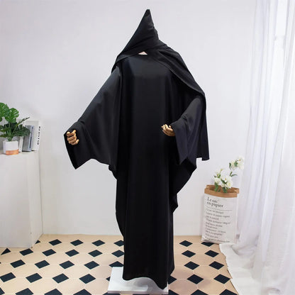 Two Pieces Muslim Abaya Women Jilbab Islamic With Hijab Clothing Dubai Saudi Robe Turkish Modesty Prayer Dresses Loose Kaftans.