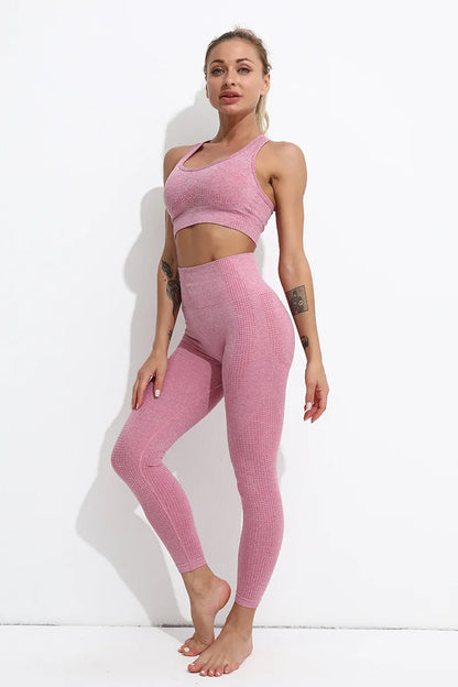 2/4PCS Summer Seamless Yoga Set Women Workout Clothes Sports Bra Short Sleeve Crop Top High Waist Legging Fitness Sports Suits.