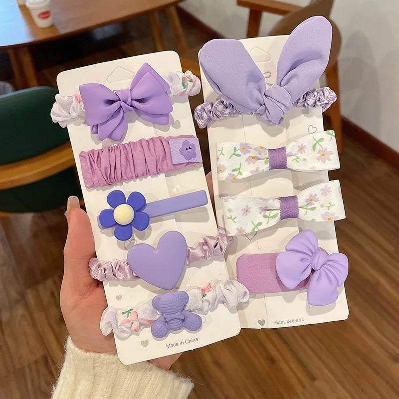 18 Pcs Hair Clip Set Cute Hair Accessories Girl Cartoon Hair Clip Headwear Bow Flower Animal Hairpin Hair Ring Box Not Included