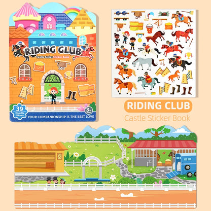 Kids' Reusable Castle Jelly Sticker Book Multi-Theme DIY Creative Jelly Stickers Portable Quiet Busy Book Montessori Sticker Toy