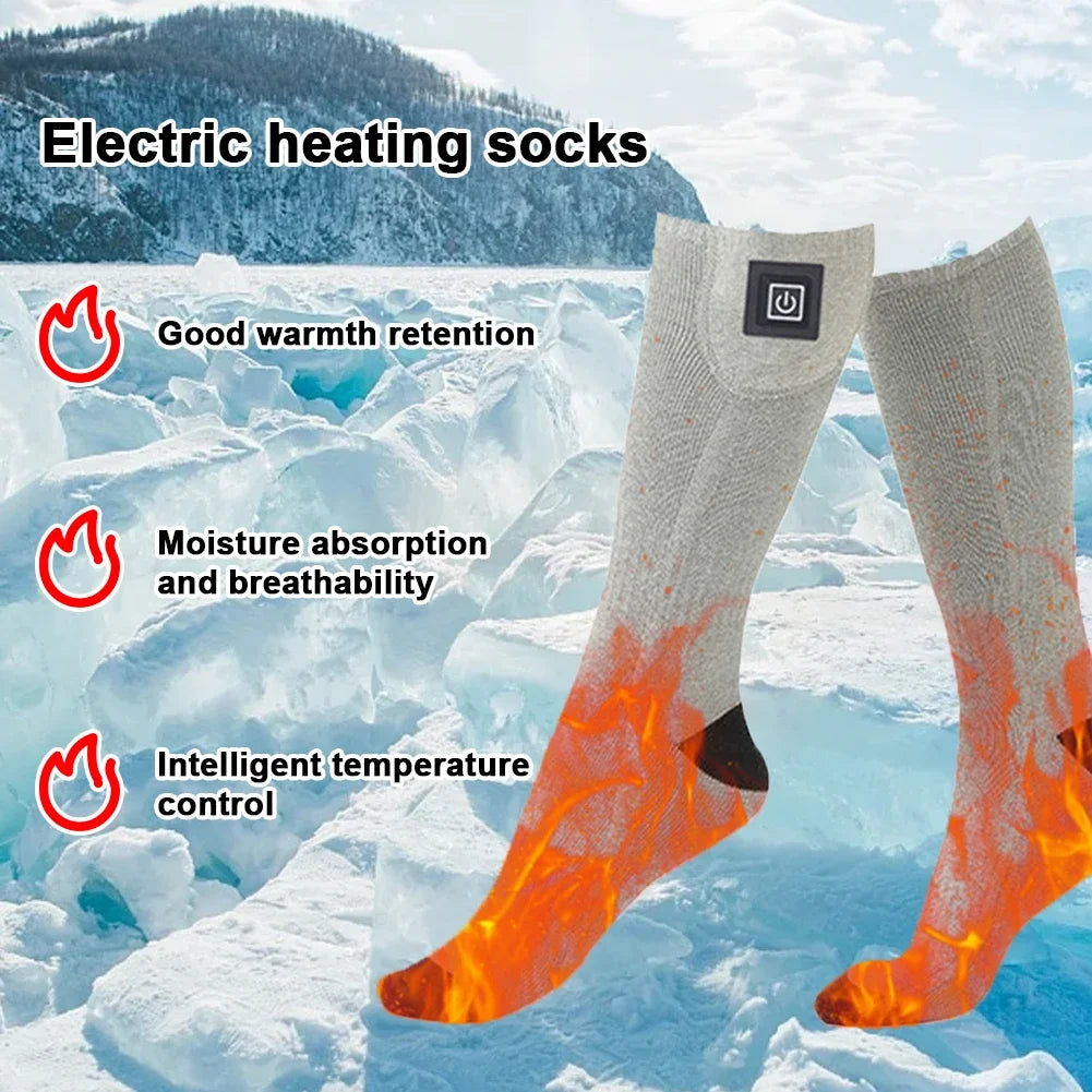 Electric Heating Socks 3 Level Temperature Winter Heating Socks Cold-Proof Winter Warm Thermal Socks for Cycling Camping Skating.