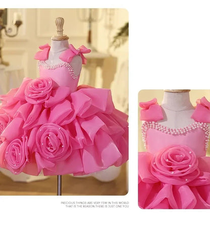 2025 Prinzessinnenkleid zum ersten Geburtstag für Mädchen, neue Hochzeit, Blumenmädchen, Klavieraufführung, Host-Kleid, Party-Kleidung, Outfits, passendes Bankett