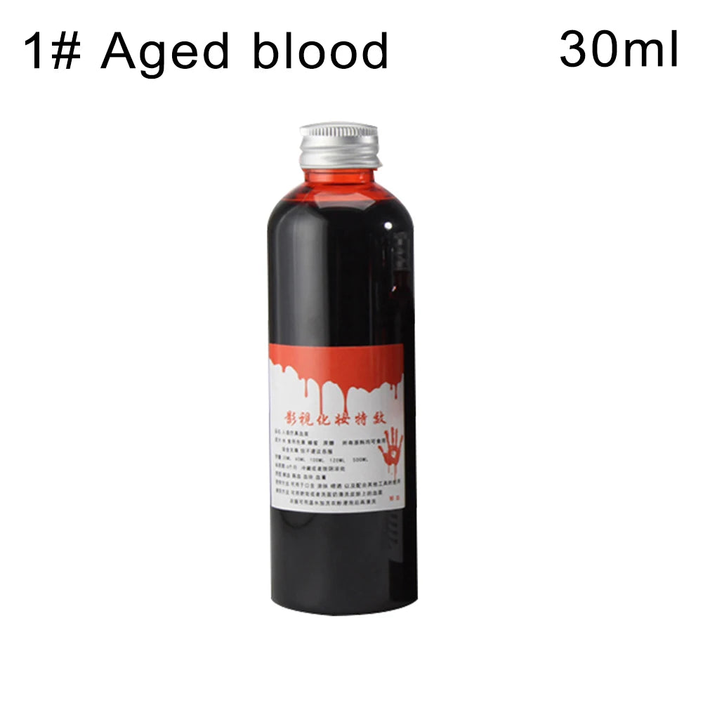 30/120/ml gefälschte Abstrich Blut Flüssigkeit Flasche Bühne Streich Theater Vampire lustige Horror Festival Party DIY Cosplay Requisiten