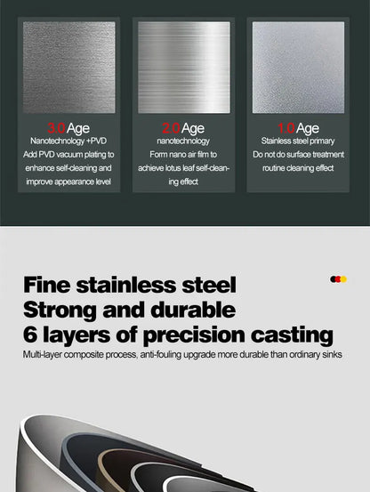 Kitchen Sink 304 Stainless Steel Rain Waterfall Single Trough Honeycomb Large Single Trough Washing Basin