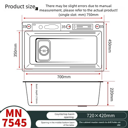 Kitchen Sink Stainless Steel Waterfall Wash Dish Vegetables Basin Multifunctional Smart Digital Display Screen Large Single Slot