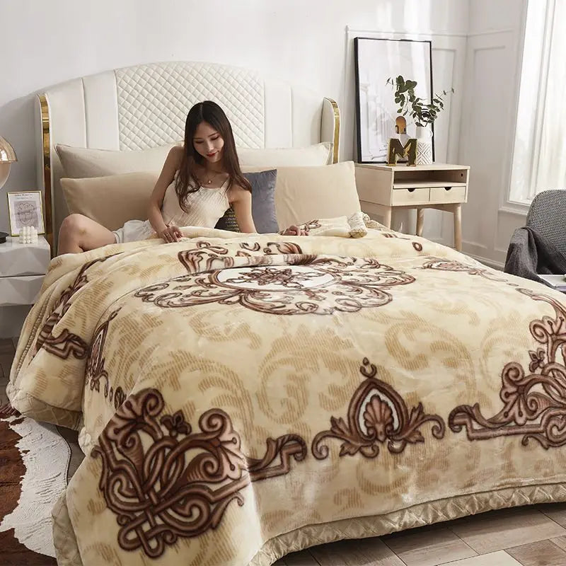 Two People Simple Geometric Printed Blanket Autumn Winter Bedroom Office Nap Quilt Anti Static Machine Washable Bedding Sheets.