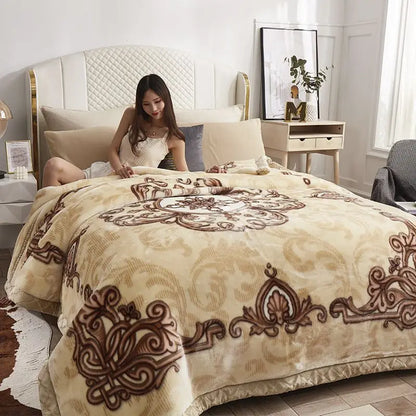 Two People Simple Geometric Printed Blanket Autumn Winter Bedroom Office Nap Quilt Anti Static Machine Washable Bedding Sheets.