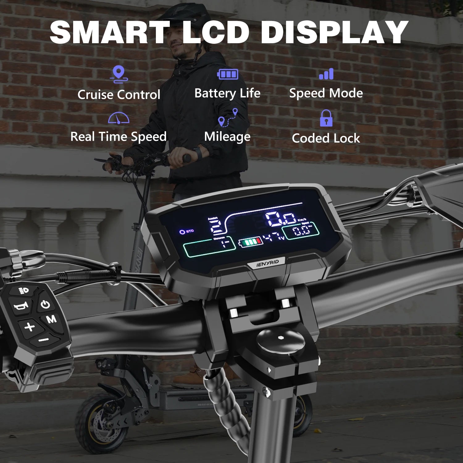 iENYRID S1 Foldable Adult Electric Scooter E-Scooter 45 km/h Electric Kick Scooter 800W Skateboards 48V 15Ah Kickboard.