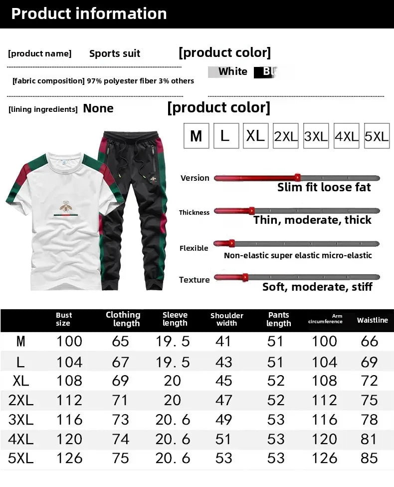 Casual Embroidered Short Sleeve Long Pants Set round Neck Two Piece Set Men's Fashionable Korean Style Spring Autumn Wear.