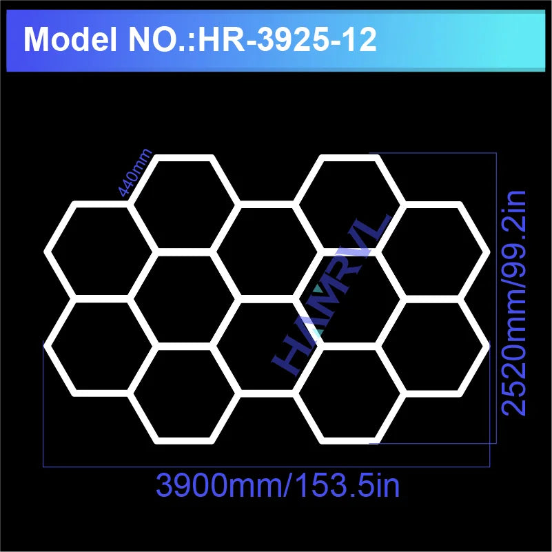 Hexagonal ceiling light BarberShop Car Garage LED Light 6500k LED tube for Gym Bar Hair Salon Library Workshop Auto Body Repair
