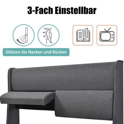 KOMHTOM Polsterbett Doppelbett, Verstellbare Kopfstützen, Stauraumbett, ohne Matratze